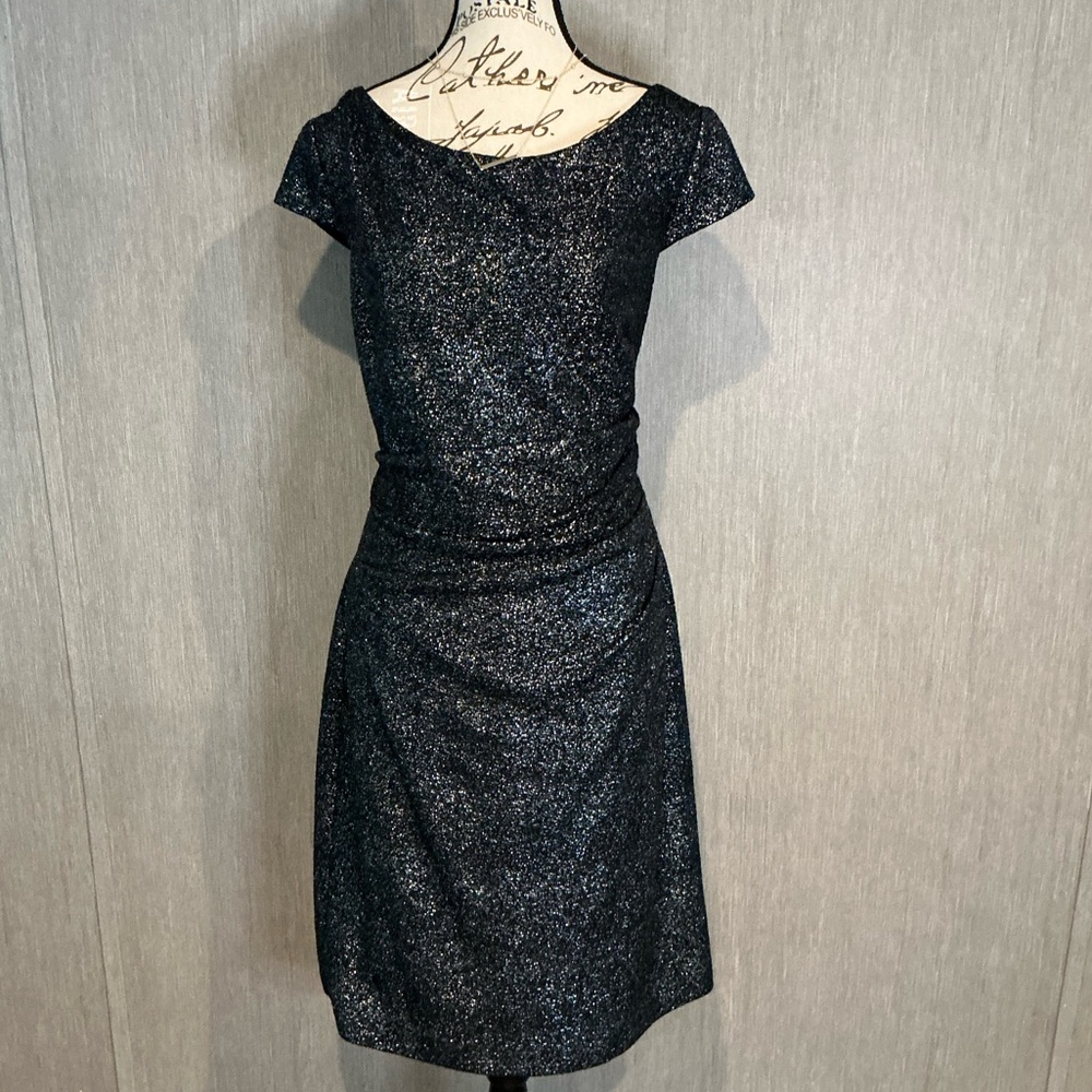 Kay Unger Black Metallic Midi Dress